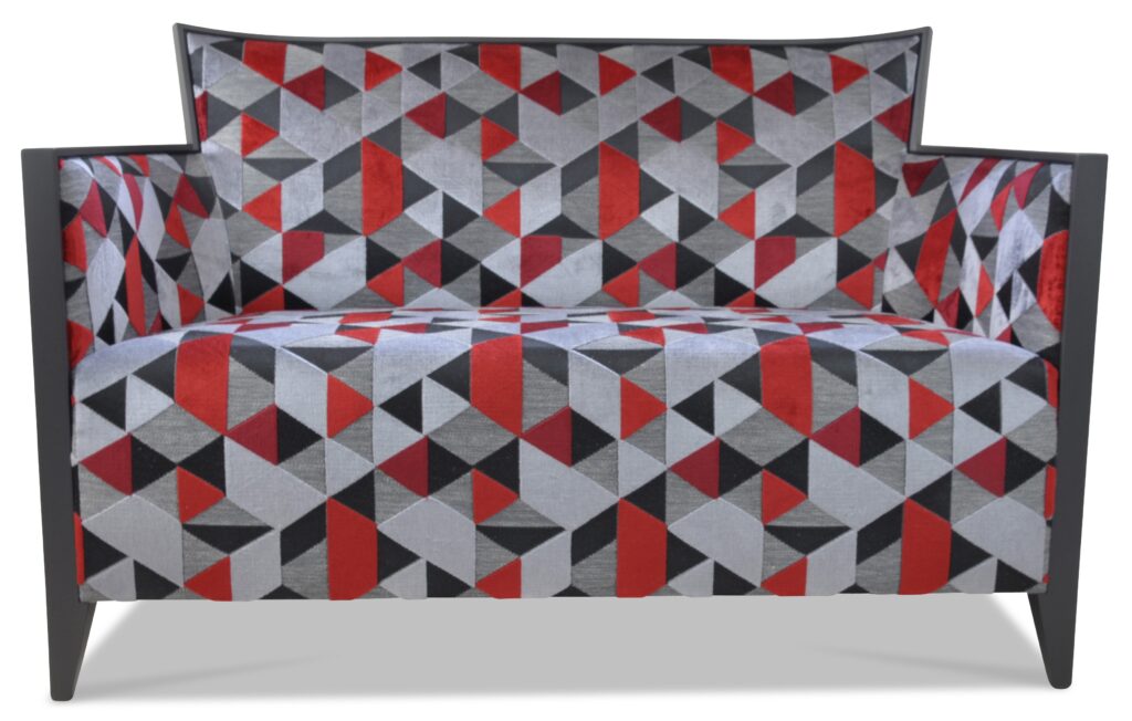 NATHAN canapé laque anthracite tissu idaho rouge