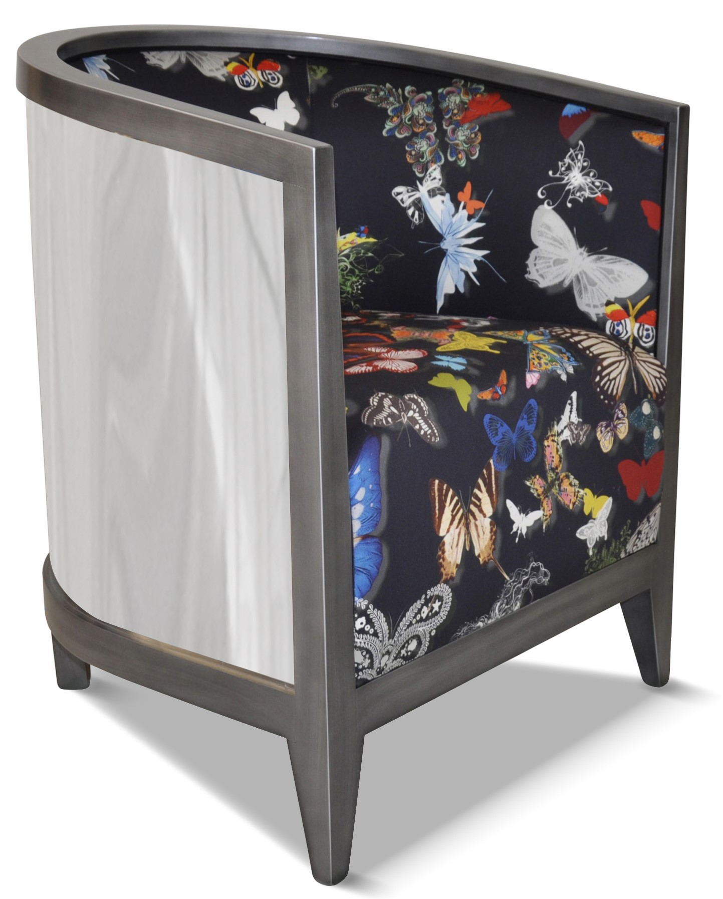 MIROIR laque vieil argent tissu papillon noir de Christian Lacroix